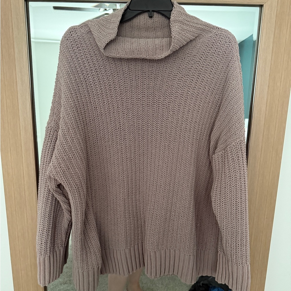 Aerie Brown Chunky Knit Turtleneck Sweater